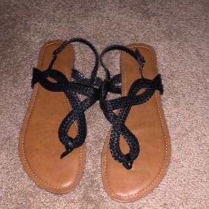Black braided sandals